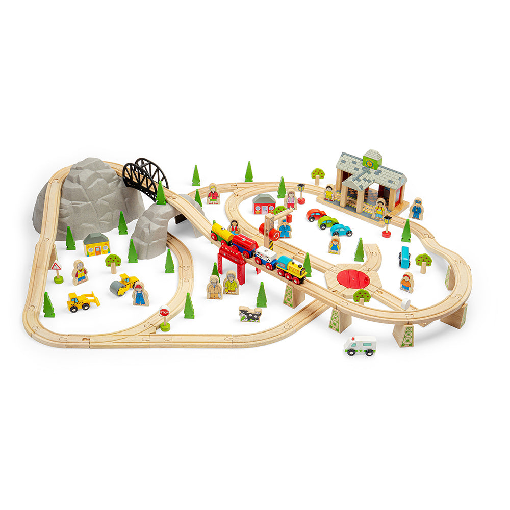 Wooden Toy Train Track Set 37 Piece Puzzles Kids Educational