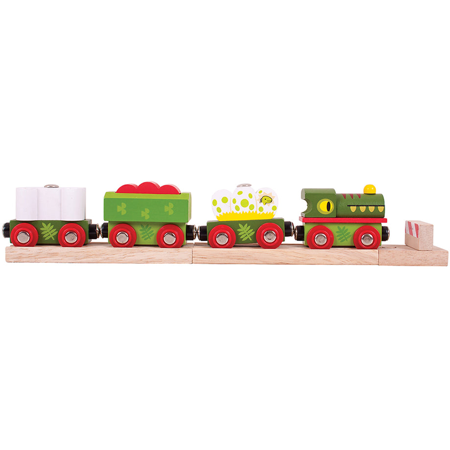 Bigjigs Rail Wooden Dinosaur Crane, Unload Eggs Using The Magnetic Mouth Fruugo
