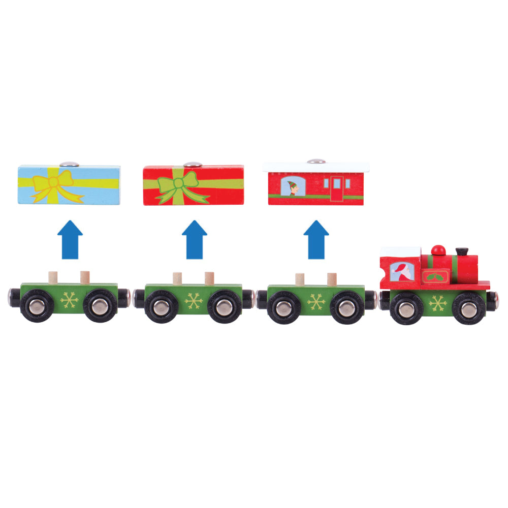 Christmas Wooden Train with Carriages
