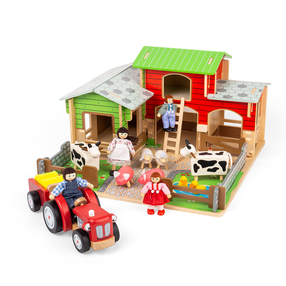 Wooden Cobblestone Farm Toys Bundle Small World Play Sets