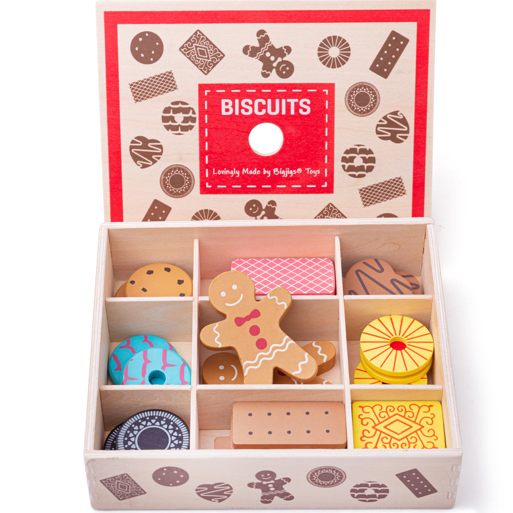 Wooden Biscuit Box Set Play Food Bigjigs Toys