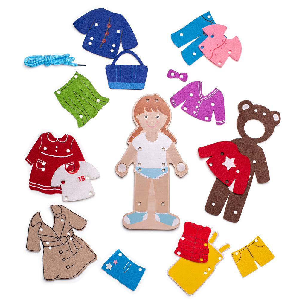 Lacing dress-up girl