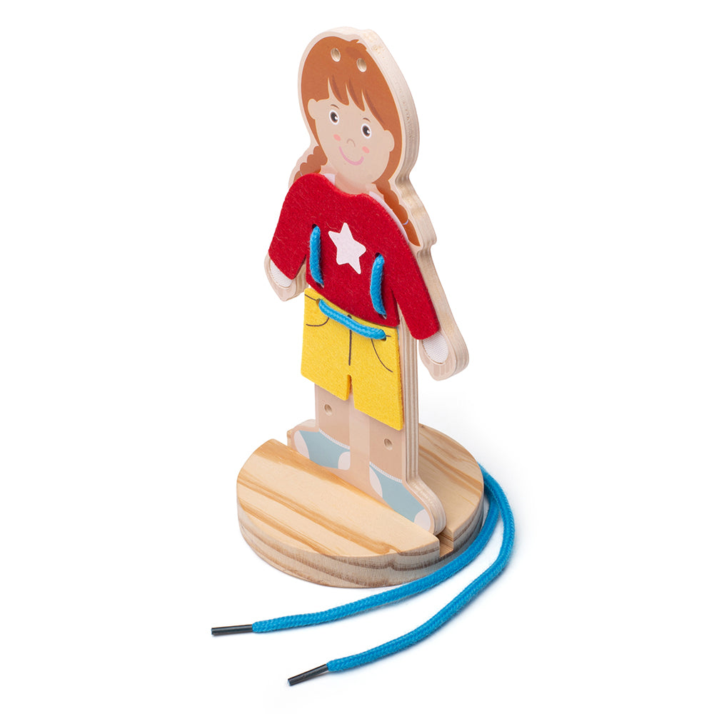 Lacing dress-up girl