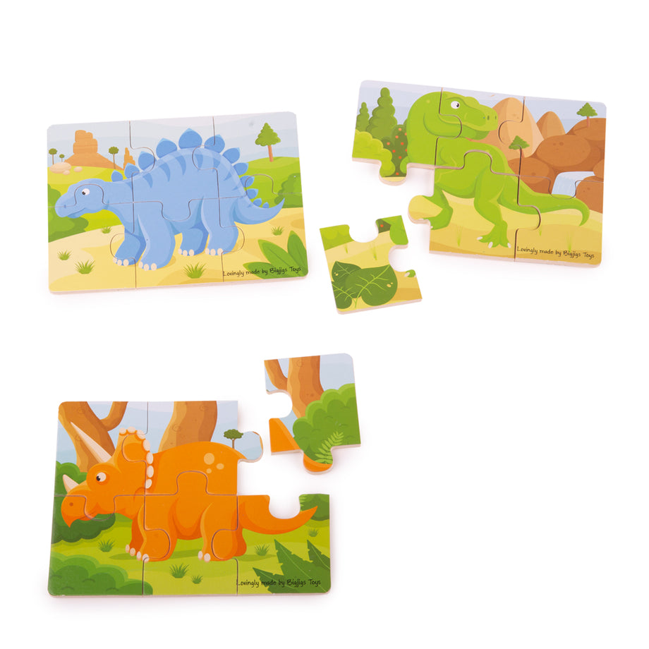 Bigjigs Toys Dinosaures (Puzzles de 6 pièces) - 3 puzzles