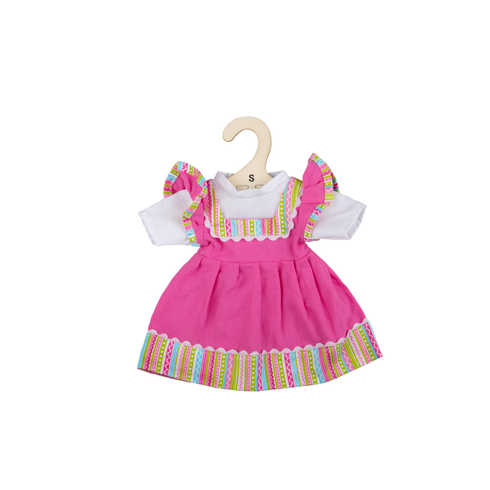 Pink dress with striped trim - Small - BJD545