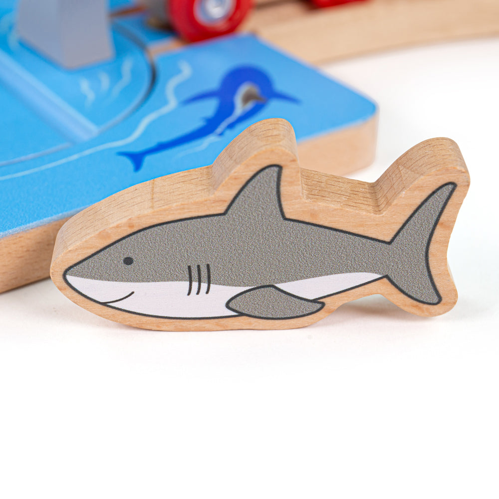 Shark Attack Wooden Train Track, Wooden Train Accessories