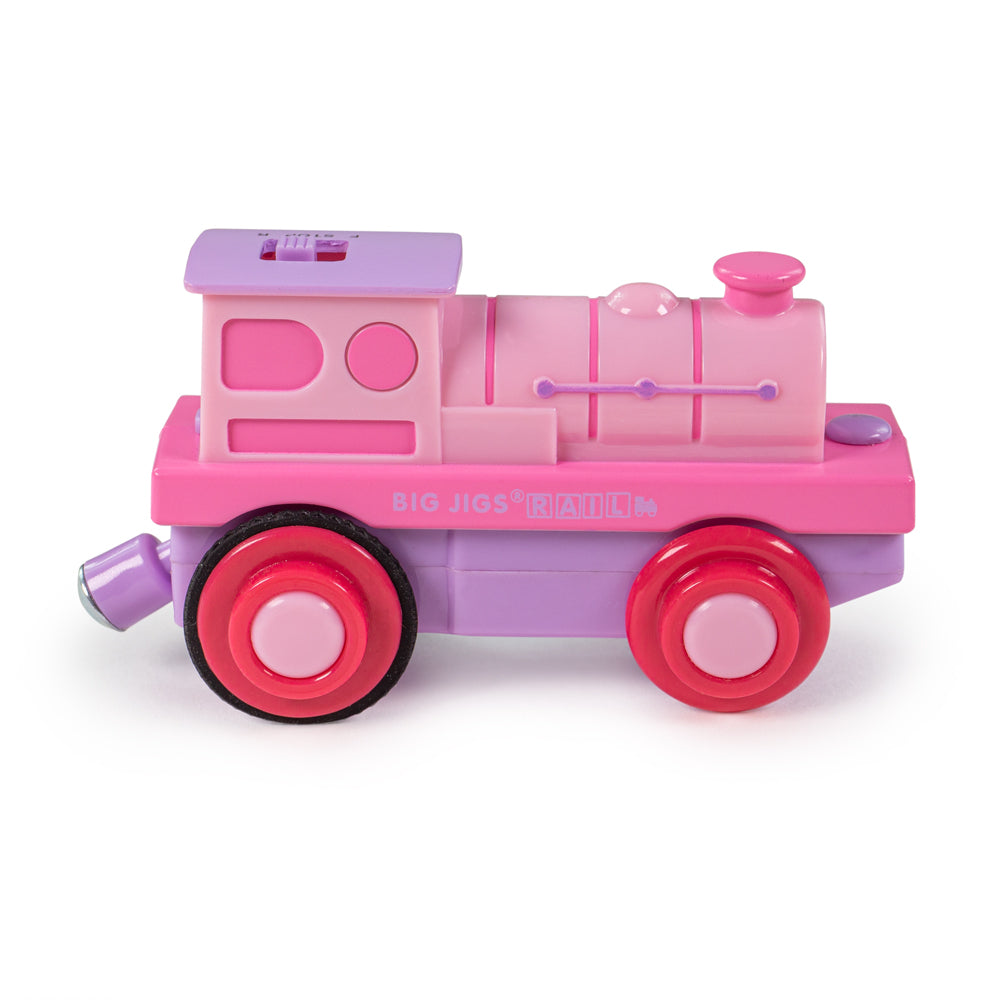 Pink Powerful Loco (Battery Operated Engine) | Wooden Railway | Bigjigs Toys