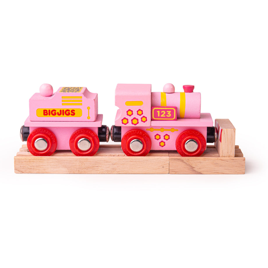 Pink 123 Engine Wooden Trains Bigjigs Toys