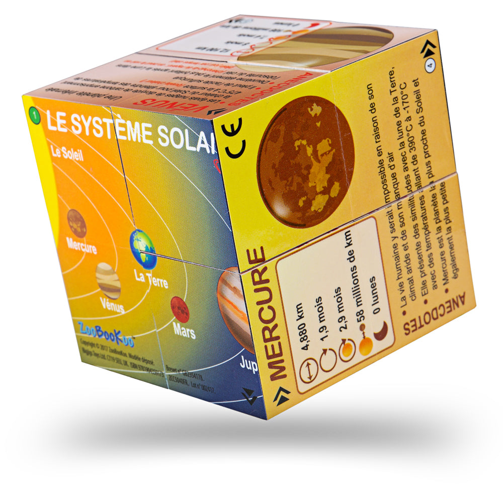French Planets Solar System Statistics Cube Book