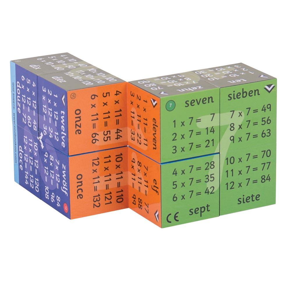1 - 12 Times Tables Cubebook (English French German & Spanish)