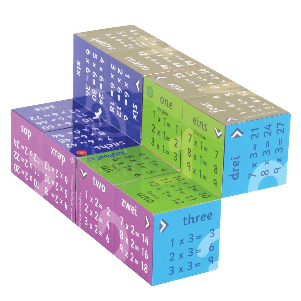 1 - 12 Times Tables Cubebook (English French German & Spanish)