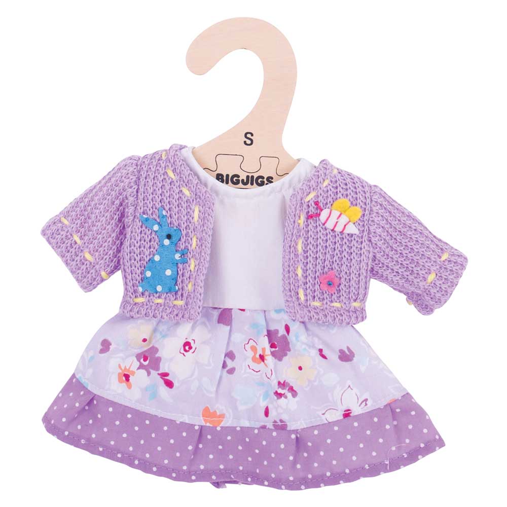 Lilac Dress and Cardigan (for 28cm Doll)