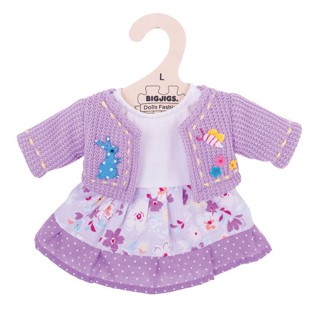 Lilac Dress and Cardigan (for 38cm Doll)