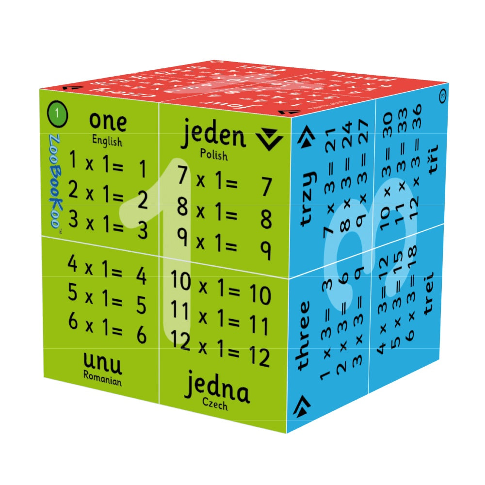1 - 12 Times Tables Cube Book (English Polish Romanian & Czech)