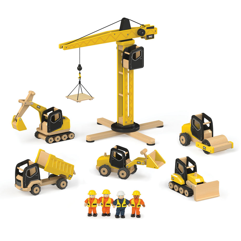 Tidlo Tower Wooden Crane Toy, Construction Toys